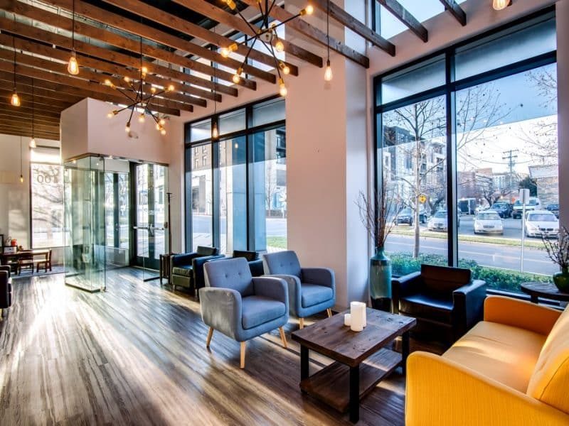 Comfortable patient lounge area at Crown Dental Care in Rockville, MD